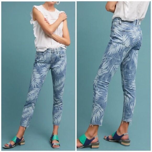 Current/Elliott The Stiletto Palm Leaf Print Jeans in Wily Size 26 - Picture 1 of 9